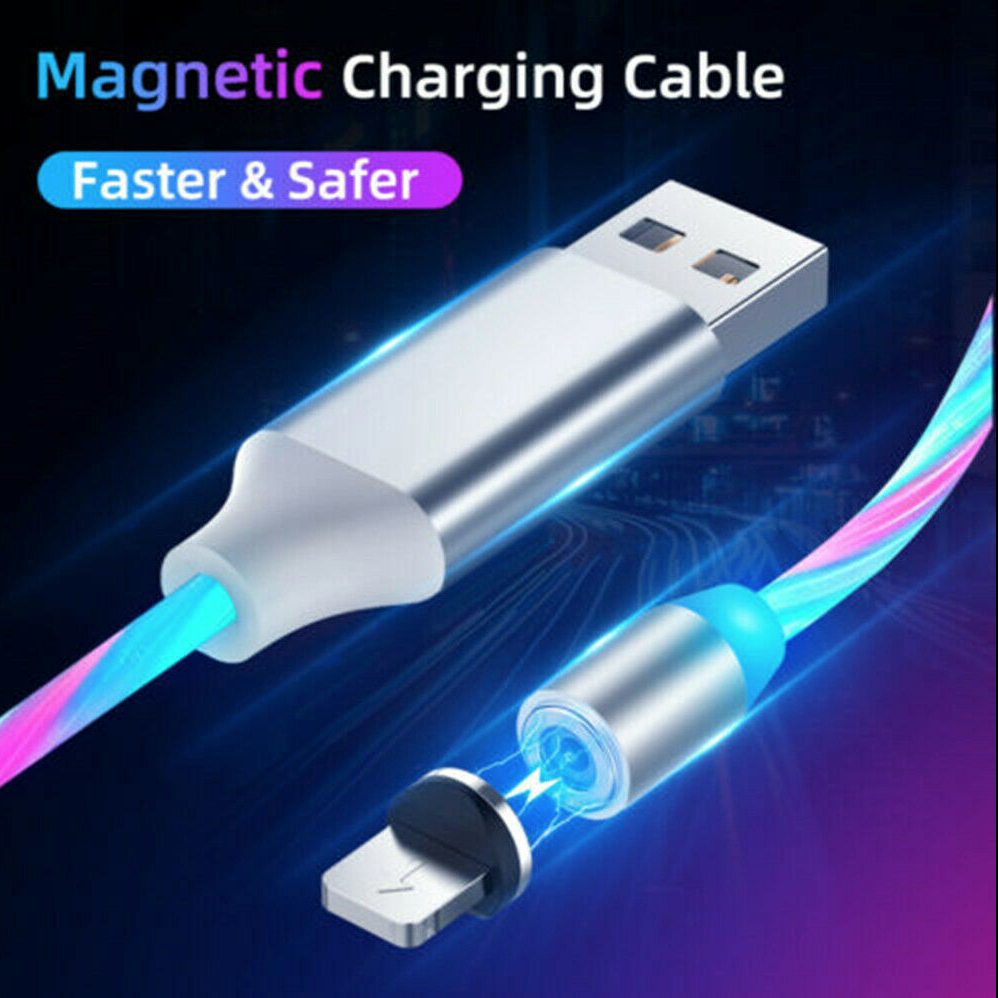 IGLOW™ GLOWING LED MAGNETIC 3 IN 1 USB CHARGING CABLE - RAPBLUE