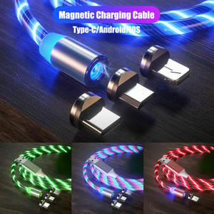 IGLOW™ GLOWING LED MAGNETIC 3 IN 1 USB CHARGING CABLE - RAPBLUE