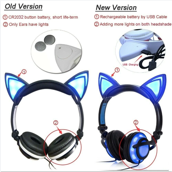 Cat Ear LED Headphones - RAPBLUE