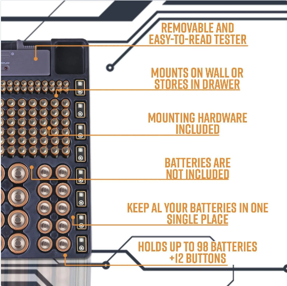 Battery Organiser with Tester - RAPBLUE