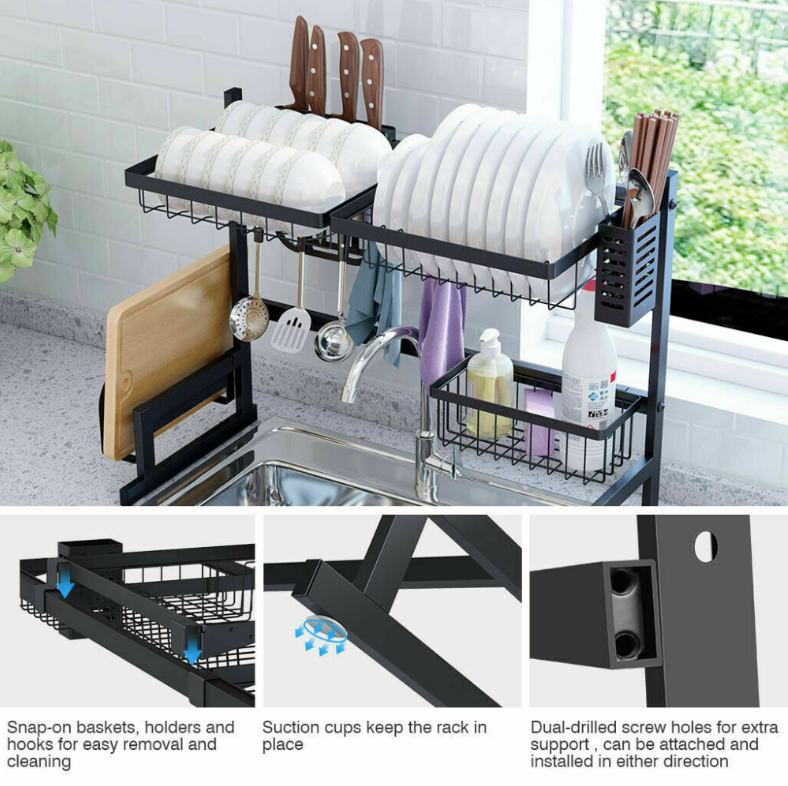 2-Tier Kitchen Dish Drainer Rack - RAPBLUE