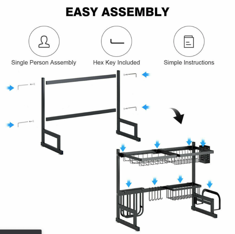 2-Tier Kitchen Dish Drainer Rack - RAPBLUE