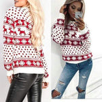 Women's Ugly Christmas Sweater with Reindeers - RAPBLUE