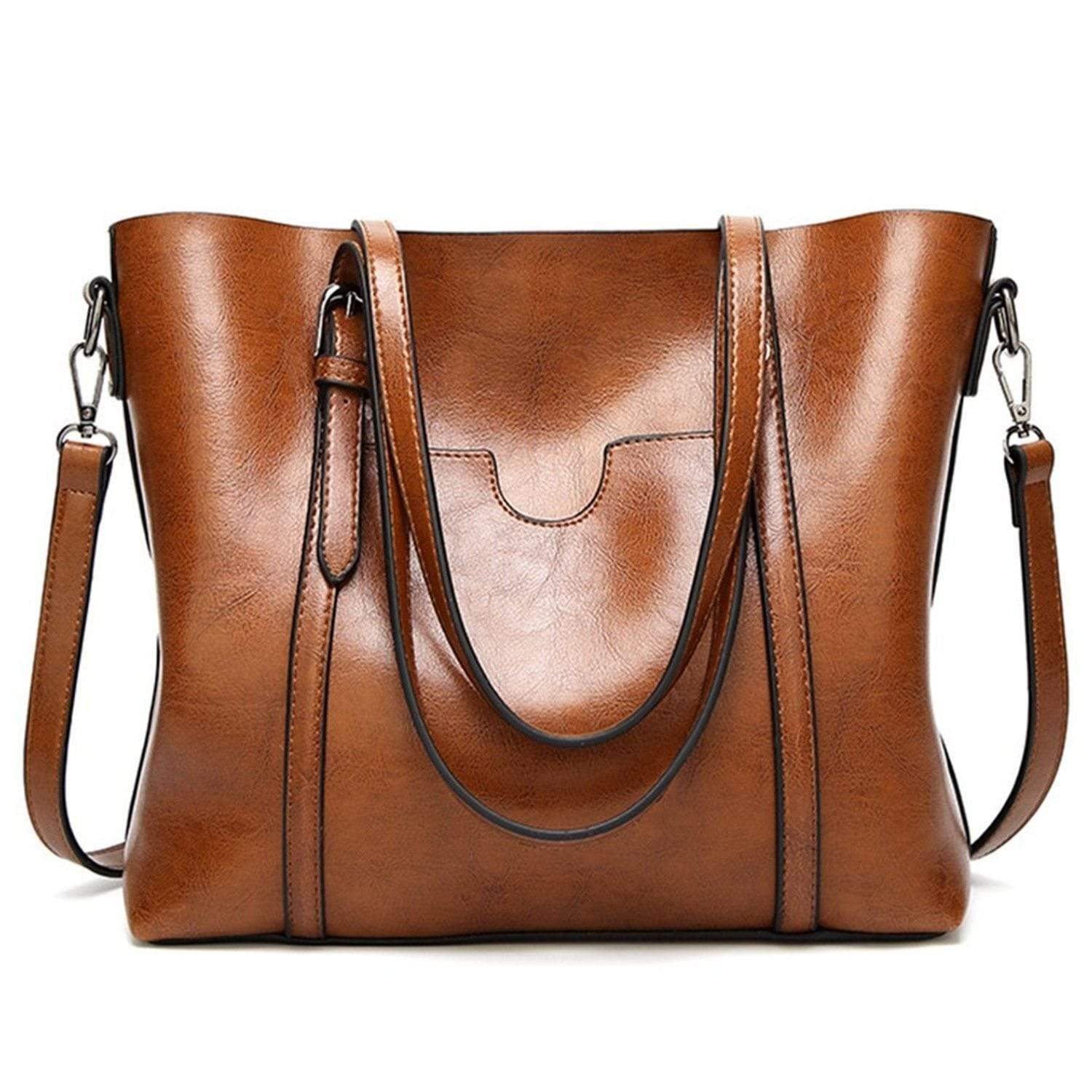 Women Genuine Leather Top Handle Satchel Daily Work Tote Shoulder Bag Large Capacity - RAPBLUE