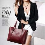 Women Genuine Leather Top Handle Satchel Daily Work Tote Shoulder Bag Large Capacity - RAPBLUE