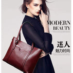 Women Genuine Leather Top Handle Satchel Daily Work Tote Shoulder Bag Large Capacity - RAPBLUE