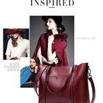 Women Genuine Leather Top Handle Satchel Daily Work Tote Shoulder Bag Large Capacity - RAPBLUE