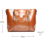 Women Genuine Leather Top Handle Satchel Daily Work Tote Shoulder Bag Large Capacity - RAPBLUE