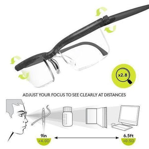 Focus Adjustable Eyeglasses -3 to +6 Diopters Myopia Glasses Reading Glasses - RAPBLUE