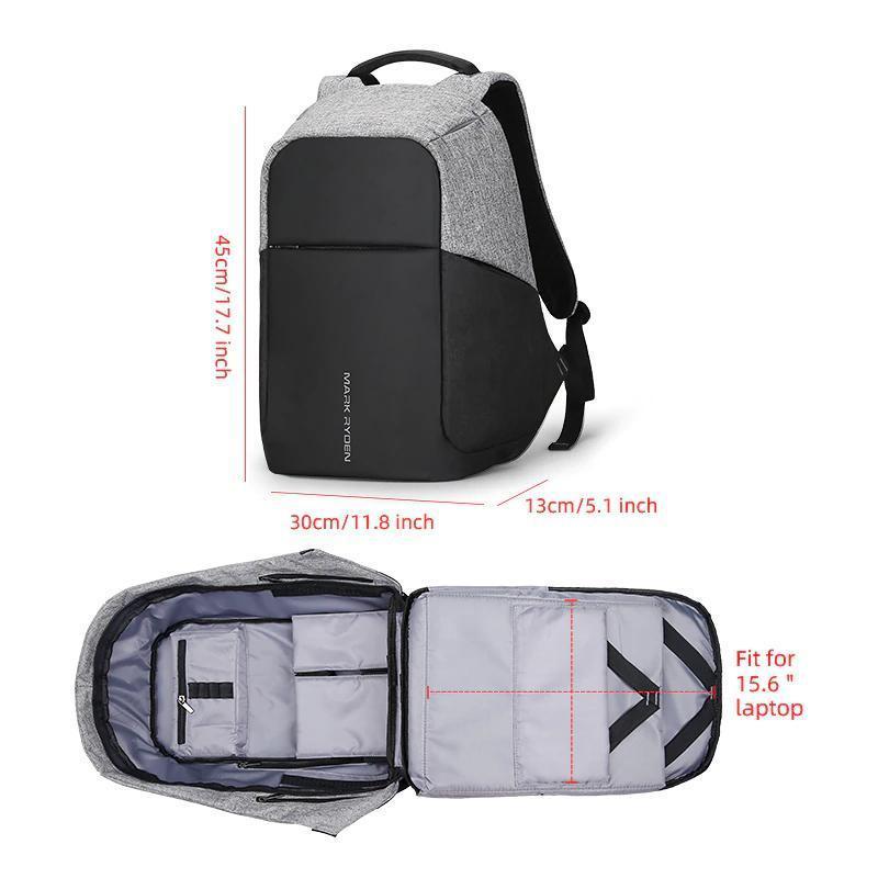 Mark Ryden Anti-Theft Backpack with USB Charging Port - RAPBLUE