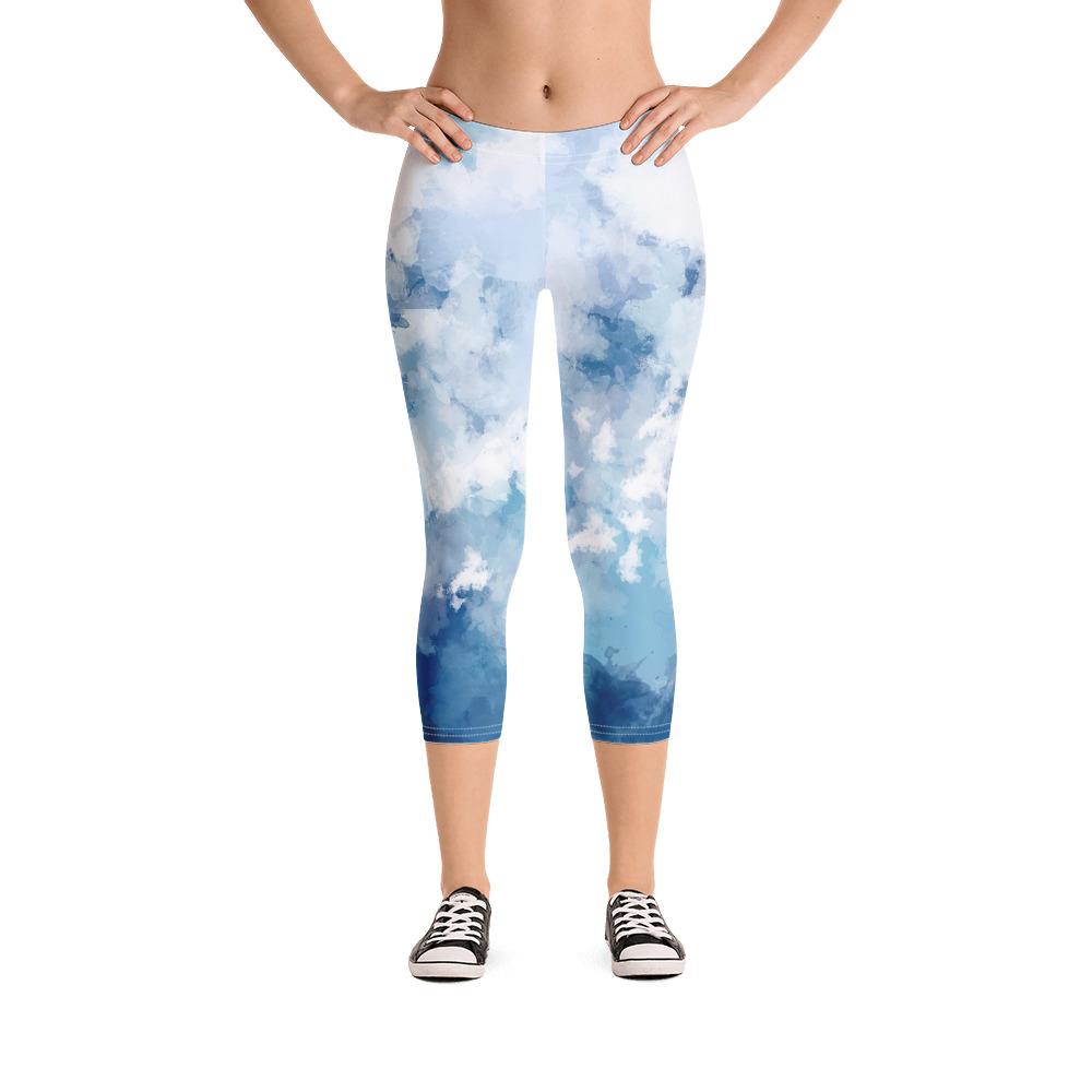 High Waisted Capri Yoga Leggings - SKY - RAPBLUE