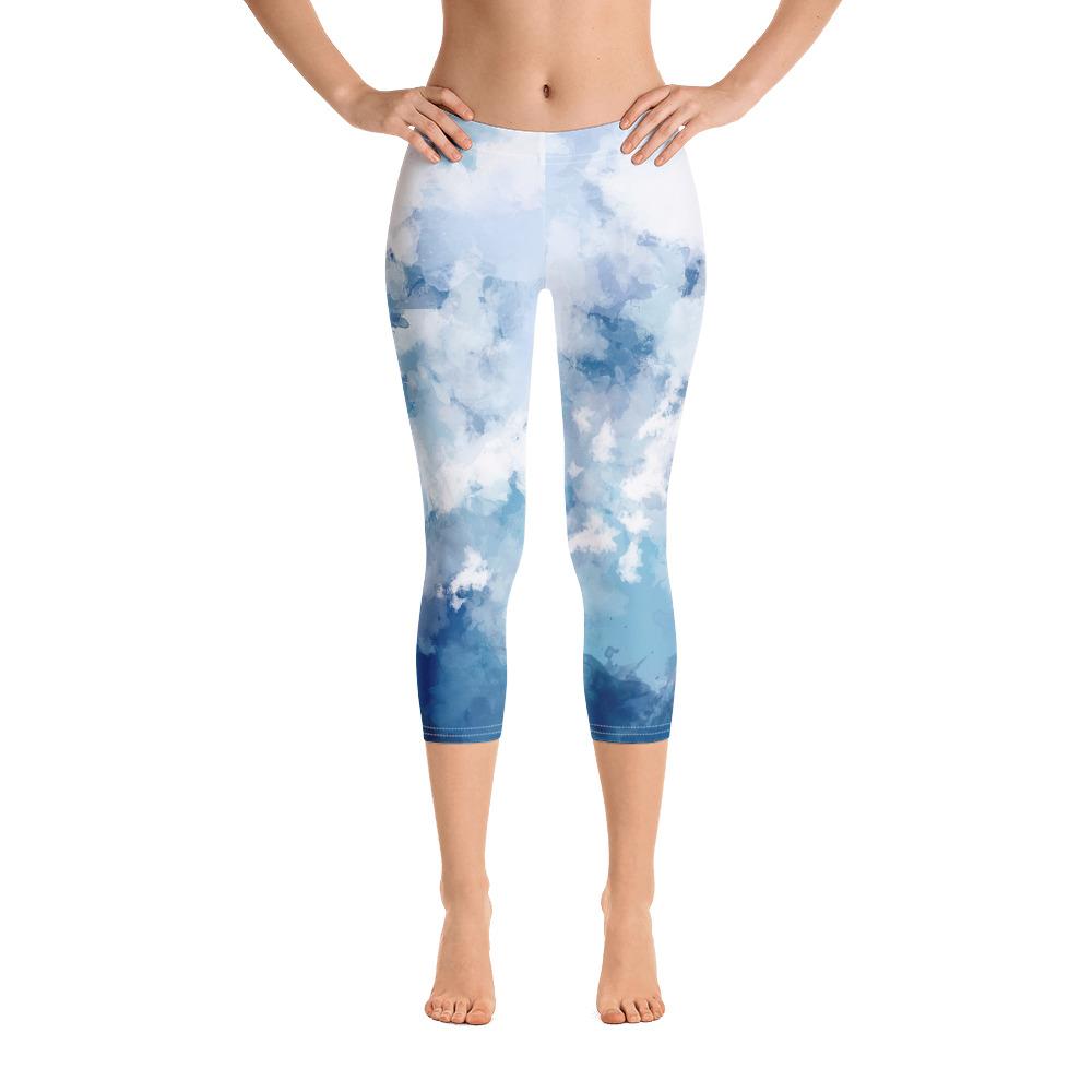 High Waisted Capri Yoga Leggings - SKY - RAPBLUE