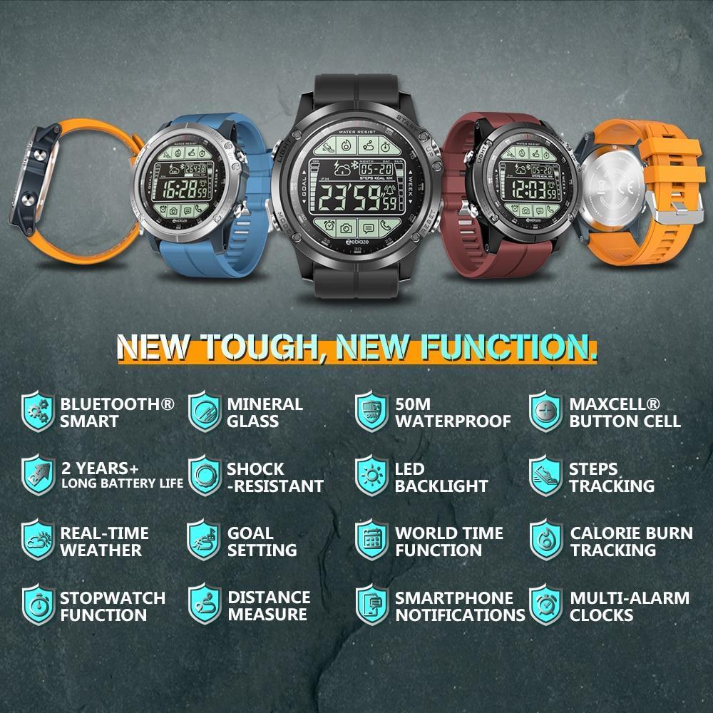 New Water Resistant Rugged Outdoor Smartwatch Real-time Weather Calorie Fitness Tracker - RAPBLUE