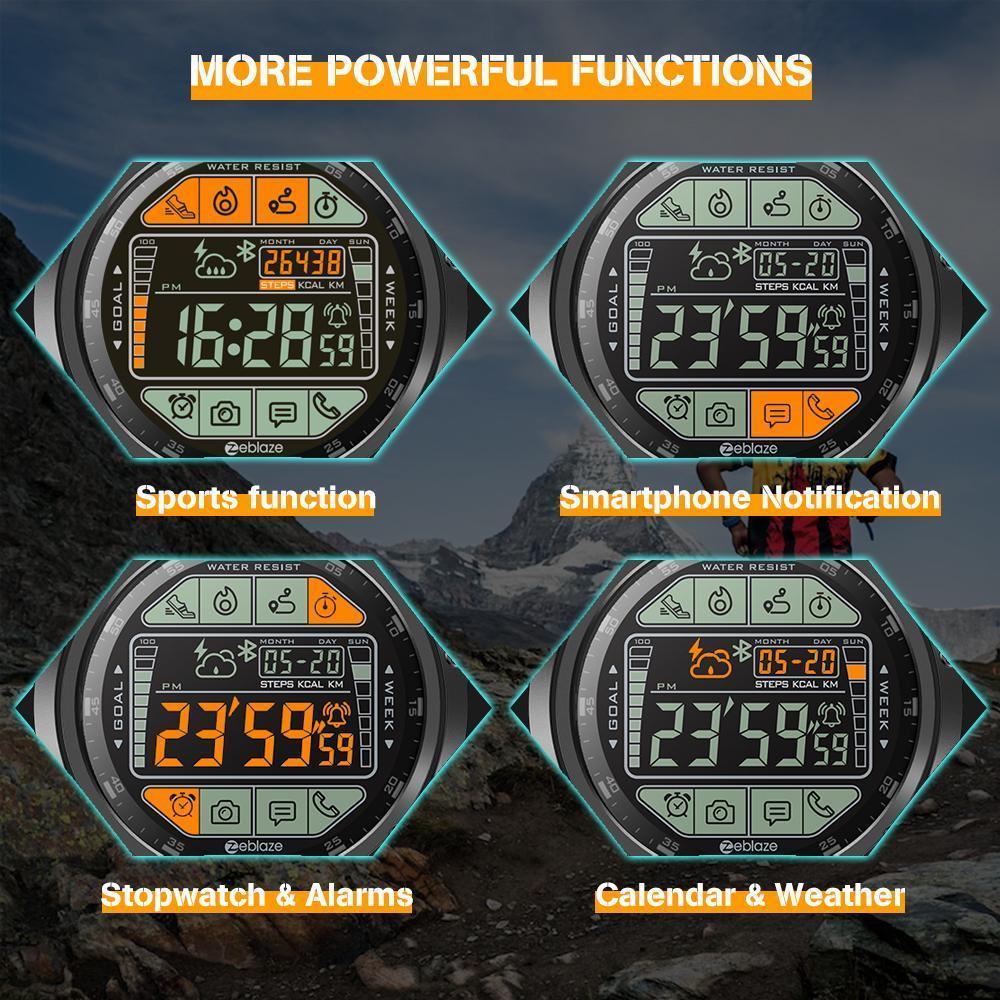 New Water Resistant Rugged Outdoor Smartwatch Real-time Weather Calorie Fitness Tracker - RAPBLUE
