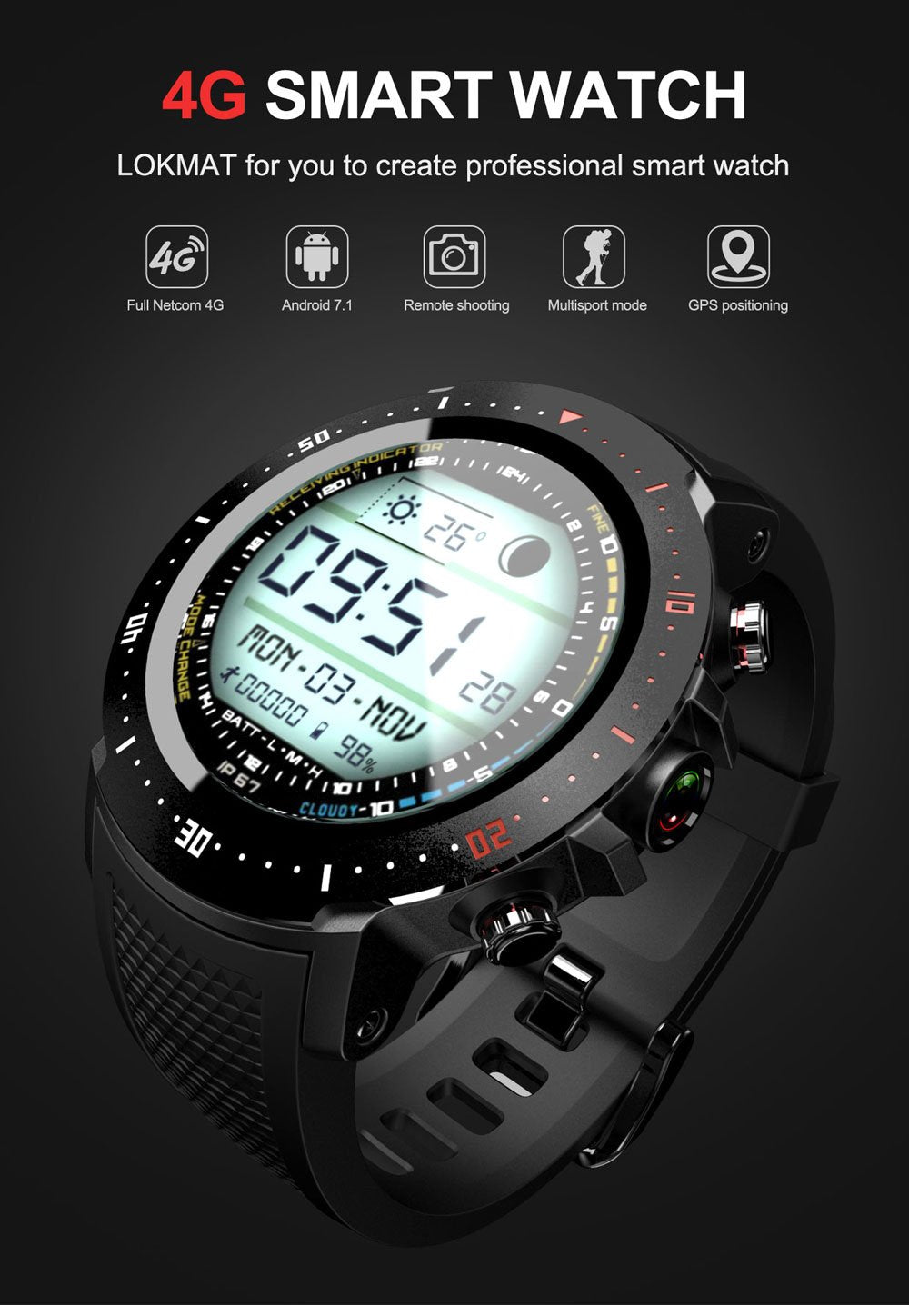 New 4G LTE GPS WiFi Bluetooth IP67 Waterproof Heart Rate Tracker Smart Watch For Android iOS - RAPBLUE