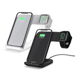 Qi Wireless Desk Charger 2-In-1 Fast Charging Dock For Samsung iPhone Apple Watch - RAPBLUE