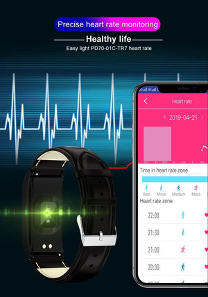 New Women's 1.14" IP68 Waterproof Heart Rate Stopwatch Fitness Tracker Smartwatch Bracelet For Android IOS - RAPBLUE