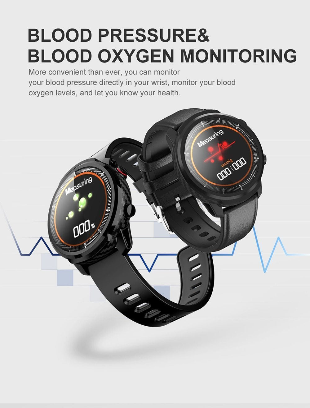 New IP68 Waterproof Heart Rate Pedometer Fitness Tracker Smartwatch For iPhone Androids - RAPBLUE