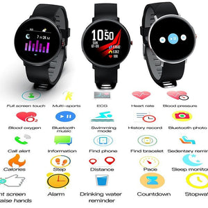 New IP68 Waterproof Swimming Bluetooth Smart Wristband Heart Rate Fitness Tracker Smartwatch - RAPBLUE