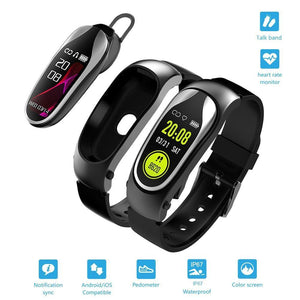 New Bluetooth Passometer Heart Rate Fitness Bracelet Smart Band Wrist Digital Wrist Smartwatch With Headset - RAPBLUE