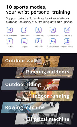 New IP67 Waterproof Bluetooth Fitness Tracker Heart Rate Digital Wrist Smartwatch - RAPBLUE