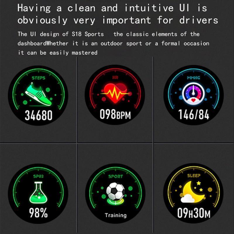 New IP67 Waterproof 1.3'' Full Touch Screen Heart Rate Fitness Tracker Sport Smartwatch - RAPBLUE