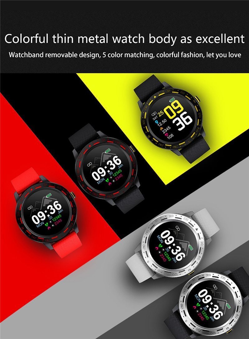 New IP67 Waterproof 1.3'' Full Touch Screen Heart Rate Fitness Tracker Sport Smartwatch - RAPBLUE