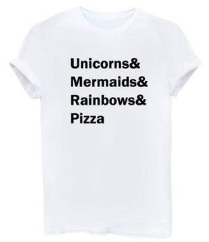 Unicorns & Mermaids & Rainbows & Pizza T-Shirt - RAPBLUE