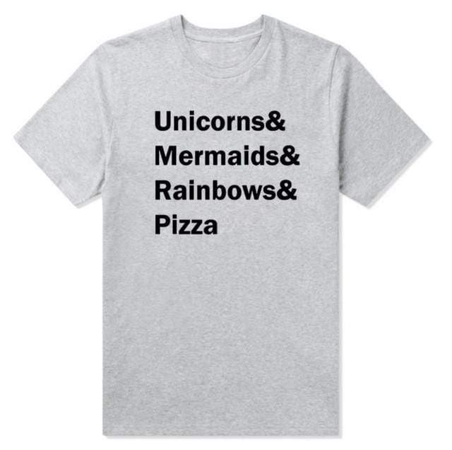 Unicorns & Mermaids & Rainbows & Pizza T-Shirt - RAPBLUE