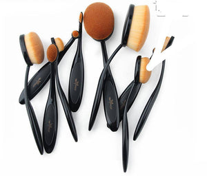 Oval Makeup Brush Professional 10Pcs Rose Gold - RAPBLUE