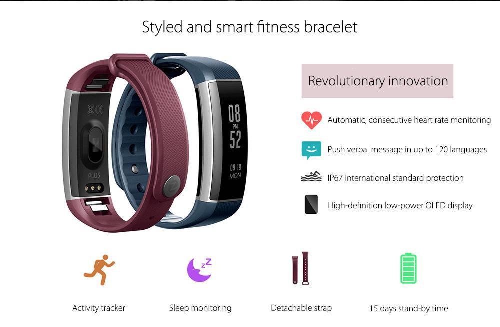 New Smart Wristband Pedometer Heart Rate Monitor Fitness Bracelet with IP67 Waterproof - RAPBLUE