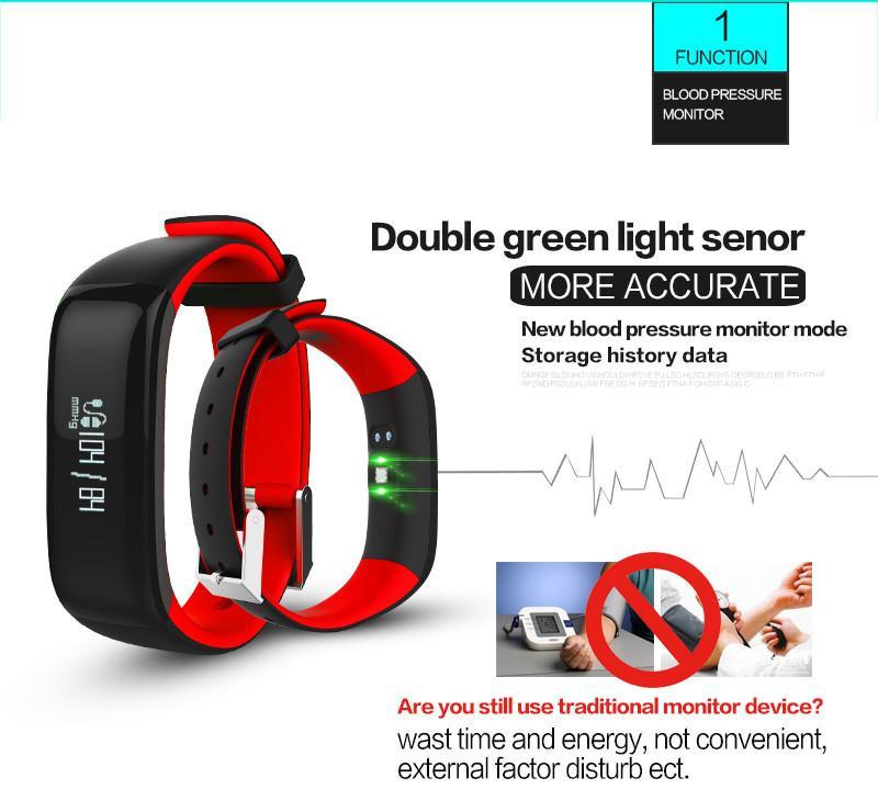 New Smartband Bluetooth Fitness Bracelet with Blood Pressure Heart Rate Monitor for Android IOS Phone - RAPBLUE