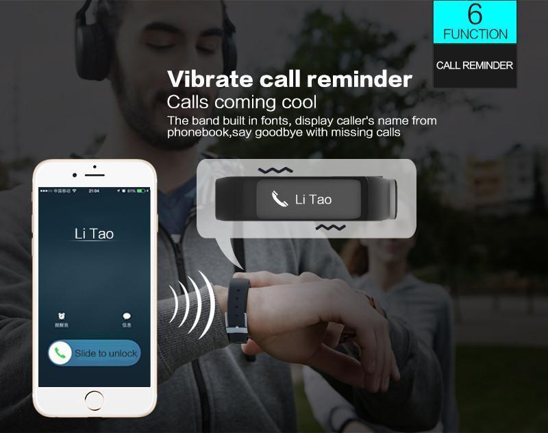 New Smartband Bluetooth Fitness Bracelet with Blood Pressure Heart Rate Monitor for Android IOS Phone - RAPBLUE