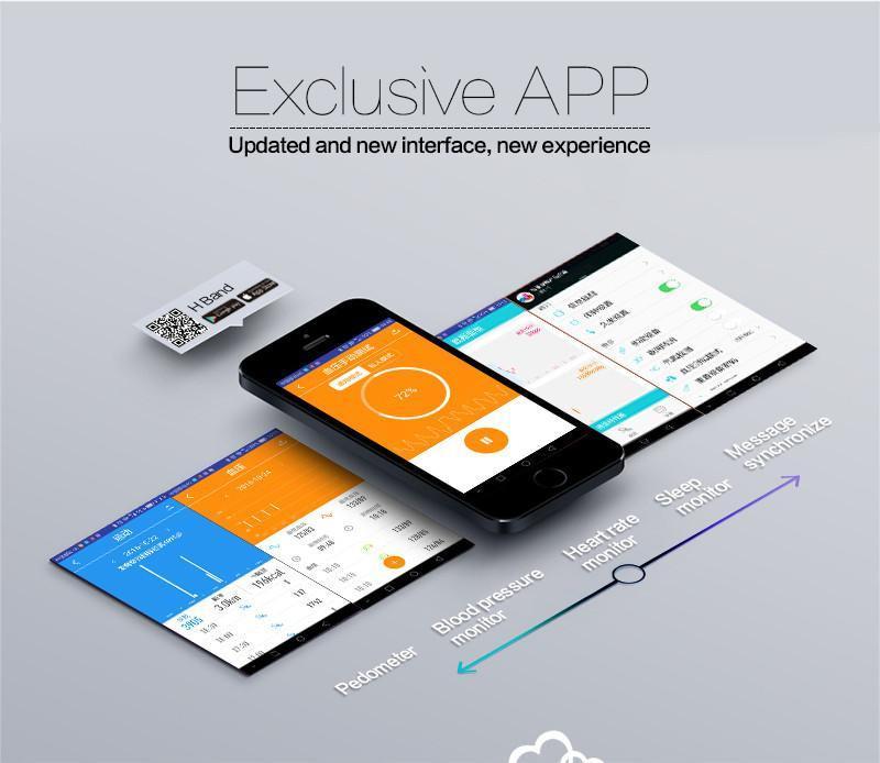 New Smartband Bluetooth Fitness Bracelet with Blood Pressure Heart Rate Monitor for Android IOS Phone - RAPBLUE