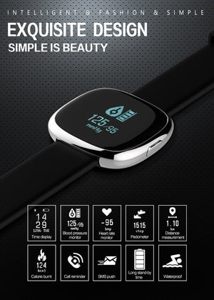 Classic Smart Watch Blood Pressure Heart Rate Monitor Smart Bracelet with Pedometer Sleep Fitness Tracker for Android IOS Smartphone - RAPBLUE