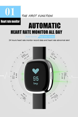 Classic Smart Watch Blood Pressure Heart Rate Monitor Smart Bracelet with Pedometer Sleep Fitness Tracker for Android IOS Smartphone - RAPBLUE