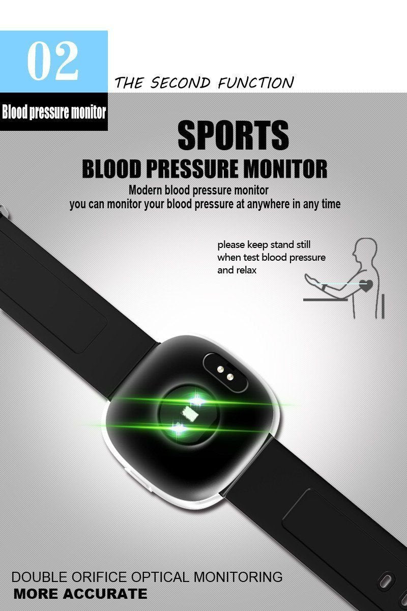 Classic Smart Watch Blood Pressure Heart Rate Monitor Smart Bracelet with Pedometer Sleep Fitness Tracker for Android IOS Smartphone - RAPBLUE