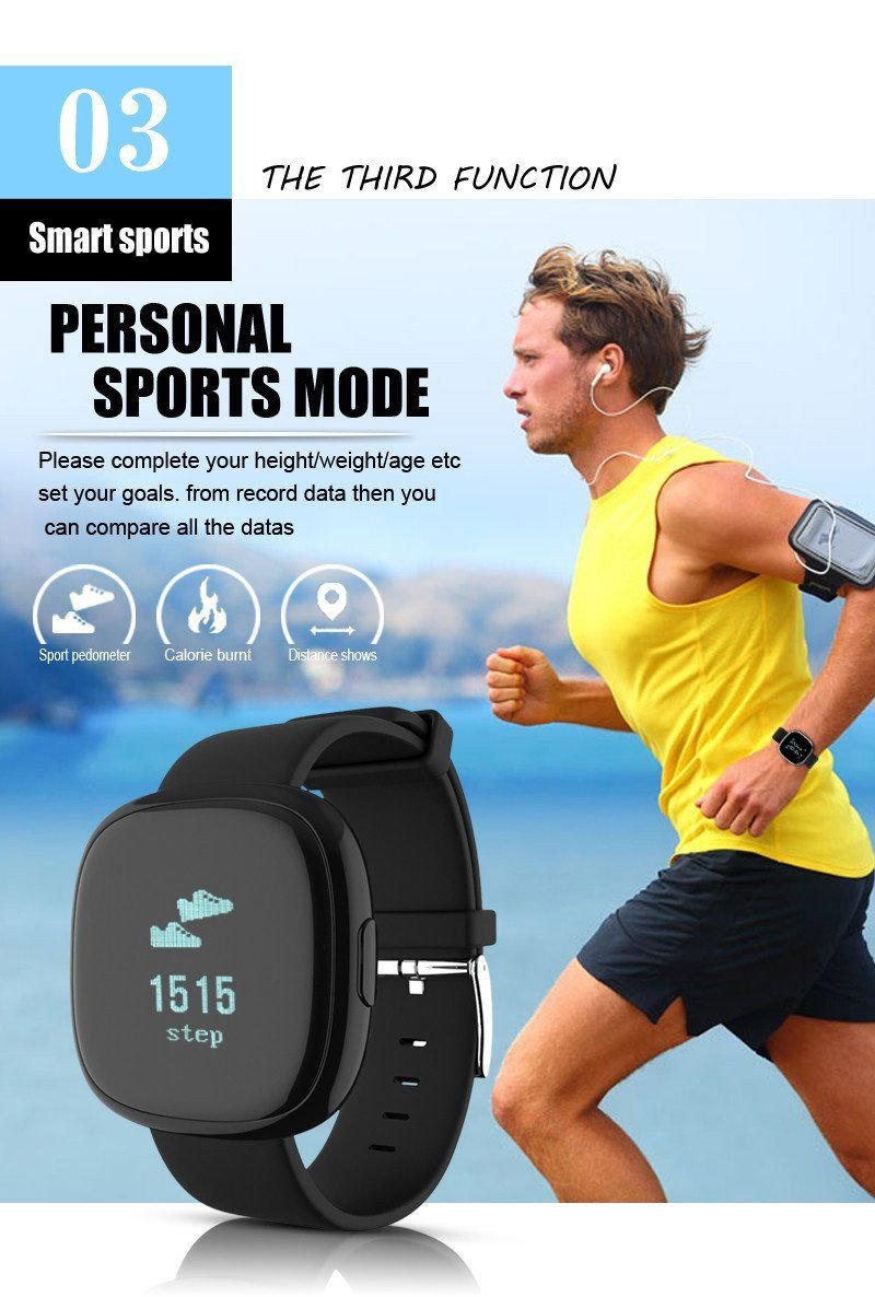 Classic Smart Watch Blood Pressure Heart Rate Monitor Smart Bracelet with Pedometer Sleep Fitness Tracker for Android IOS Smartphone - RAPBLUE