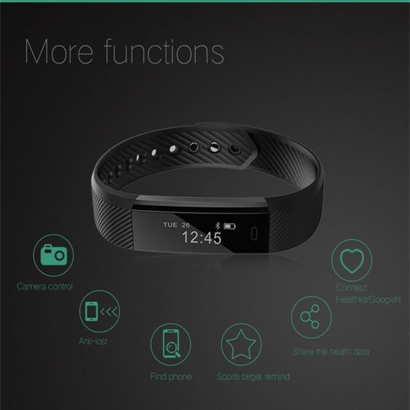 New Smart Bracelet Band with Sleep Activity Fitness Tracker Alarm Clock Vibration Pedometer Indicator for Iphone Android Smartband - RAPBLUE
