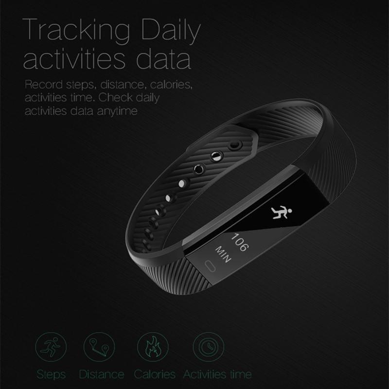 New Smart Bracelet Band with Sleep Activity Fitness Tracker Alarm Clock Vibration Pedometer Indicator for Iphone Android Smartband - RAPBLUE