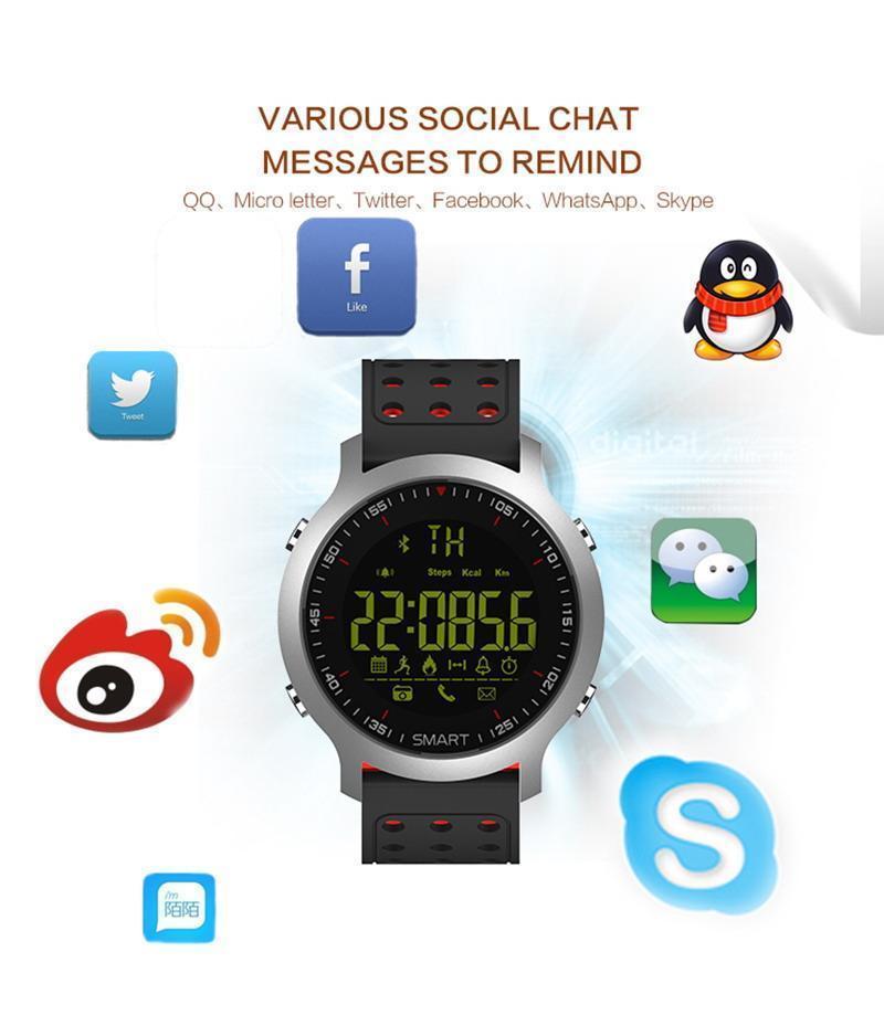New Smart Sports Bluetooth Water-Resistant Watch with Call Notification Remote Control Alarm Clock - RAPBLUE