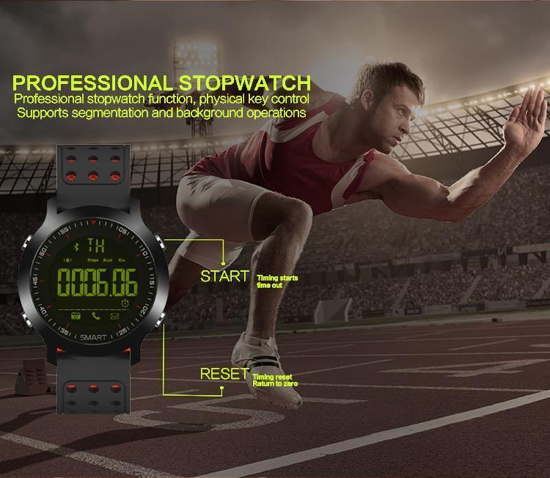 New Smart Sports Bluetooth Water-Resistant Watch with Call Notification Remote Control Alarm Clock - RAPBLUE