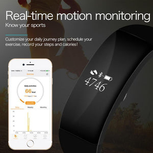 New Time Owner Smart Heart Rate Monitor Fitness Bluetooth Tracker Smart Bracelet Activity Tracker for iOS Android Smart Wristband - RAPBLUE
