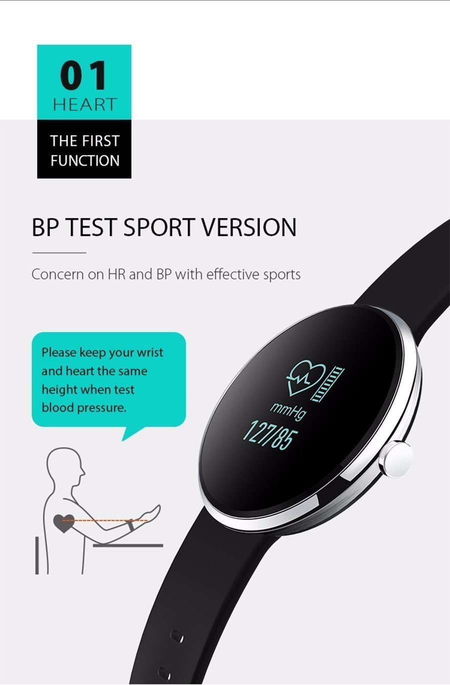 New Blood Pressure Round Bluetooth Fitness Wrist Watch with Sleep Blood Pressure and Heart Rate Tracker - RAPBLUE