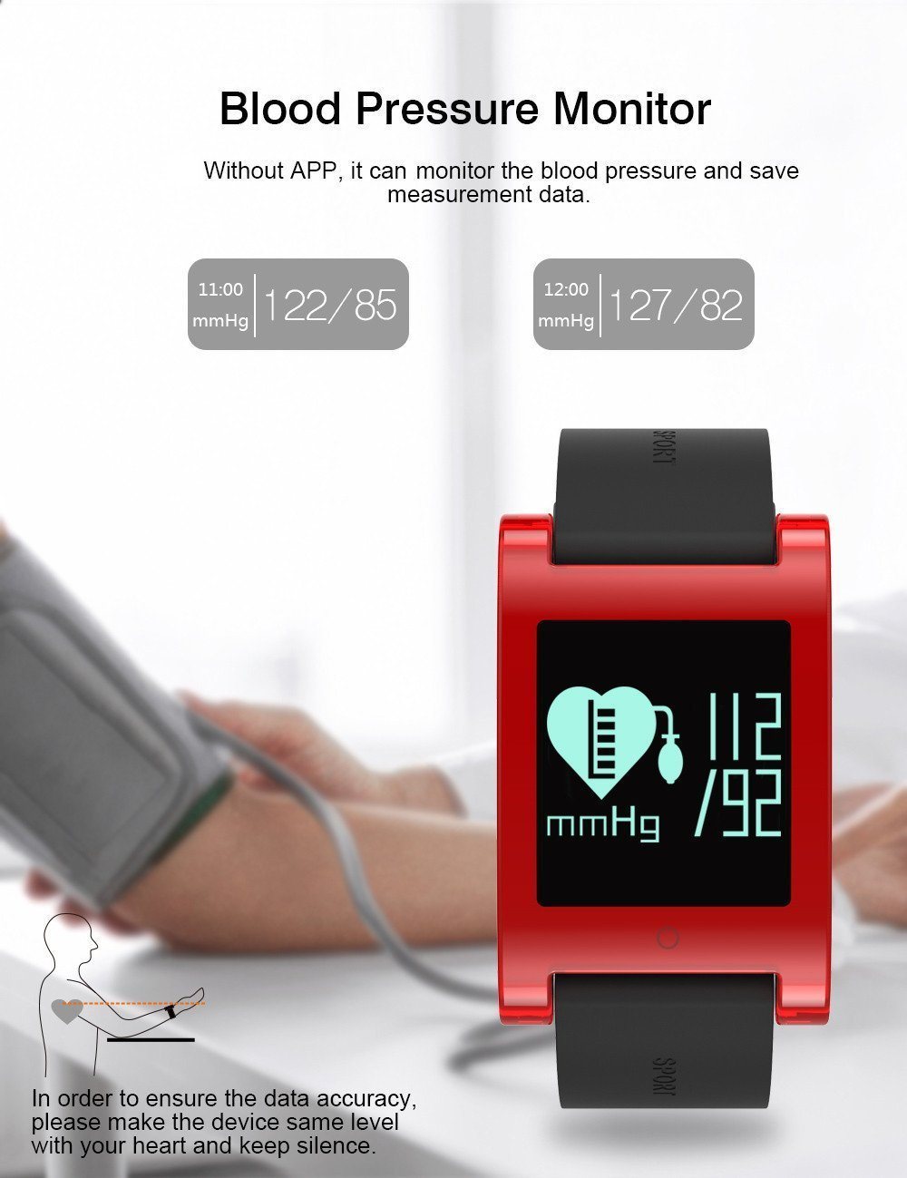 New Smart Watch Waterproof Bluetooth Smart Band Heart Rate Blood Pressure Monitor Pedometer for Android IOS - RAPBLUE