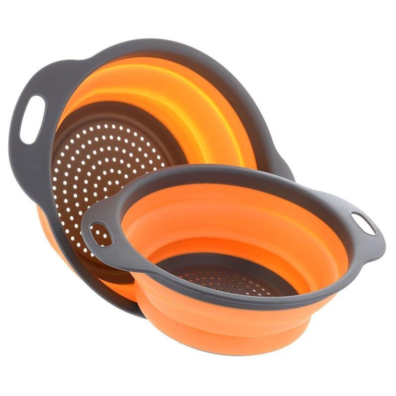 Foldable Silicone Colander Fruit Strainer Vegetable Washing Basket Collapsible Drainer 2pcs/set - RAPBLUE