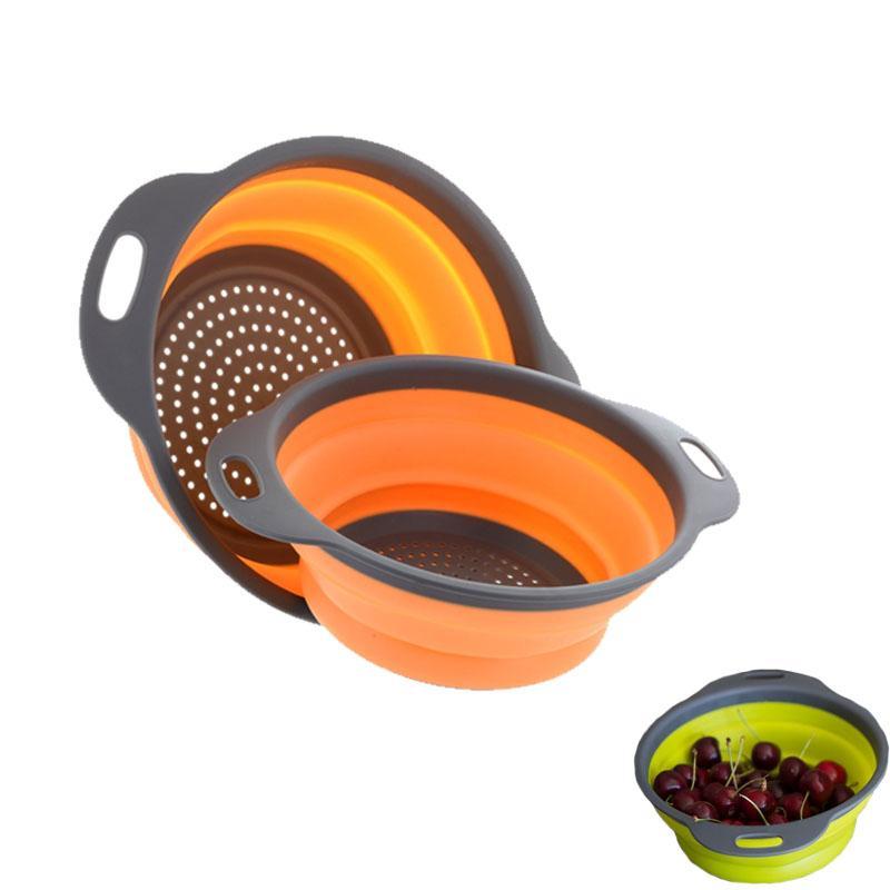 Foldable Silicone Colander Fruit Strainer Vegetable Washing Basket Collapsible Drainer 2pcs/set - RAPBLUE