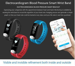 New Heart Rate Blood Pressure Smart Bracelet Activity Tracker for iPhone Android Sleep Pedometer - RAPBLUE