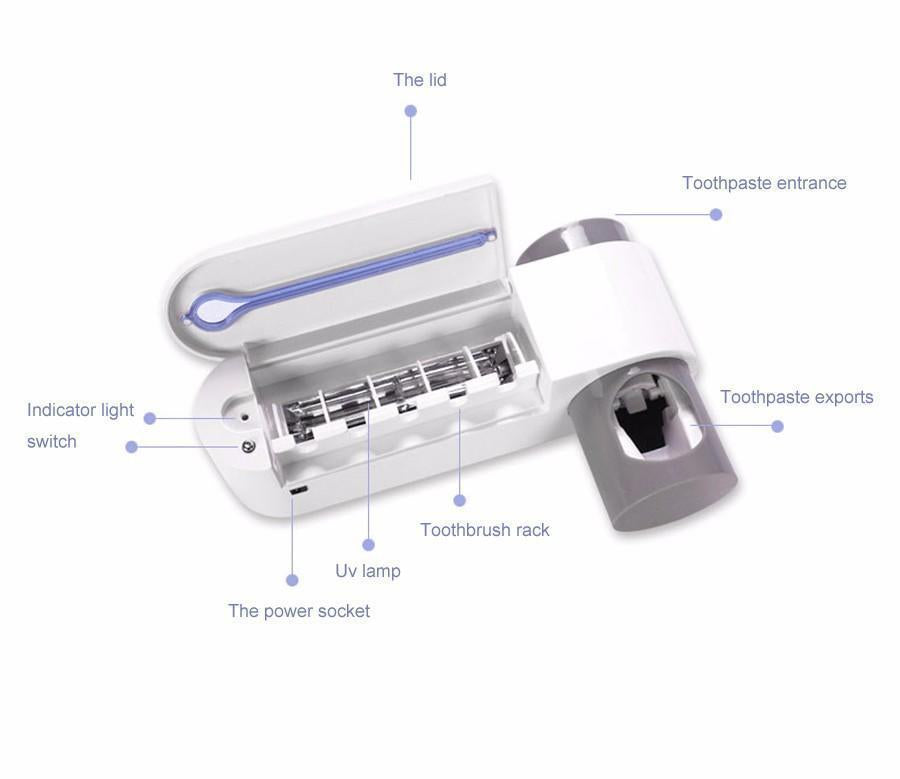 Anti-bacteria UV Light Toothbrush Sterilizer & Automatic Toothpaste Dispenser - RAPBLUE