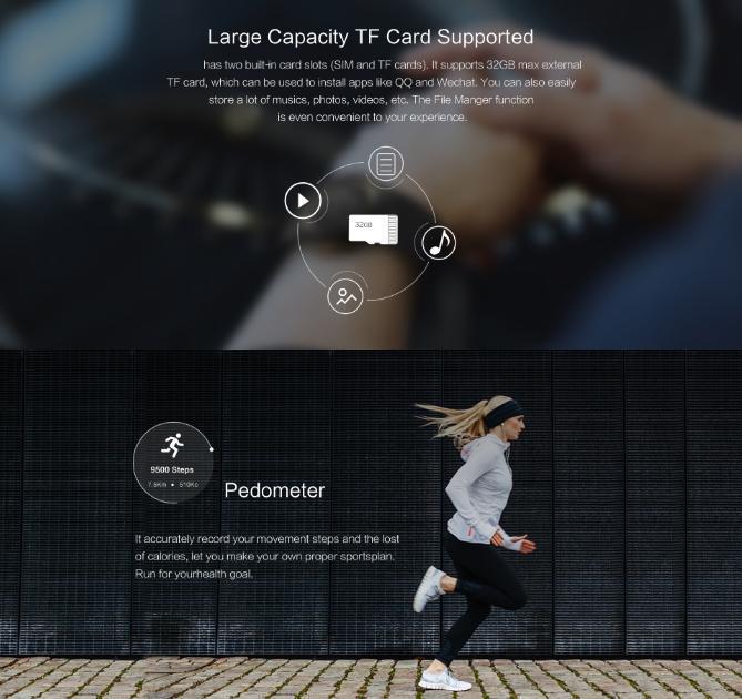 New Leisure Fitness Smartwatch with Social Media T11 Support SIM TF Card Fitness Tracker Smart clock - RAPBLUE